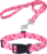 Mihqy Valentine’s Day Dog Collar and Leash Set – Adjustable Heart Dog Collar – Love Theme – Perfect for Small Medium Large Dogs(Pink Heart Set,XS)